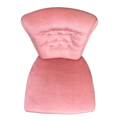 308 - Pink Velvet Upholstered Nursing Chair 72cms high x 57cms wide x 60cms deep.