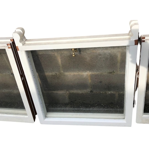 311 - Glazed Wooden Frames for Three Sash Windows.2 sets approx 78cms x 79 per frame1 set approx 88cms x 7... 