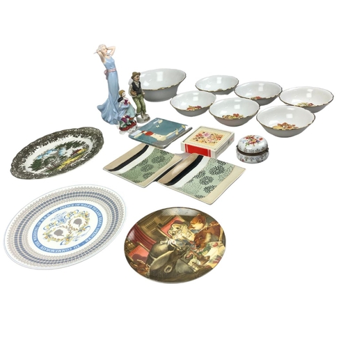 324 - Collection of Porcelain Plates, Bowls, Figurines & Trinket Box.