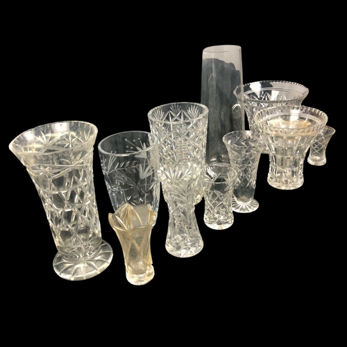 328 - Collection of Crystal & Cut Glass Vases