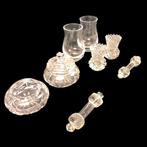 329 - Collection of Crystal Vases, Salts, Knife Rests & Lidded Dishes