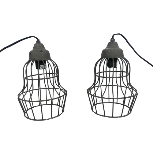 352 - Pair of Industrial Style Cage Lights