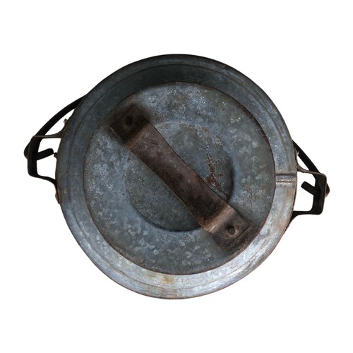 356 - Old Metal Galvanised Milk Churn & Lid ref 79