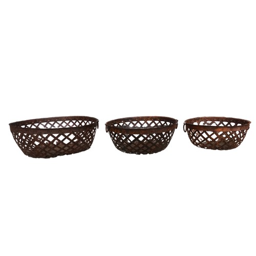 357 - 3 x Rustic Metal Latticed Garden Bowls ref 74