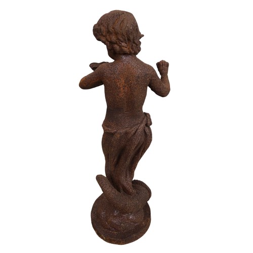 358 - Cast Metal Rustic Putti with a Butterfly ref 35