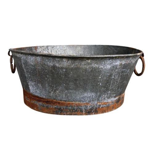 362 - Large Oval Twin Handled Galvanised Metal Planter ref 72