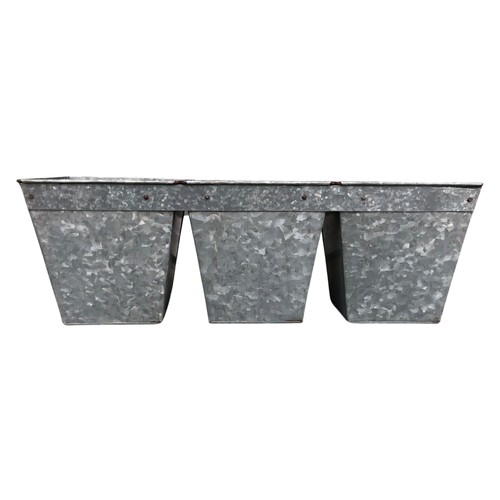 364 - Three Connected Galvanised Metal Garden Planters ref 80