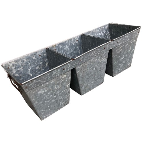 364 - Three Connected Galvanised Metal Garden Planters ref 80