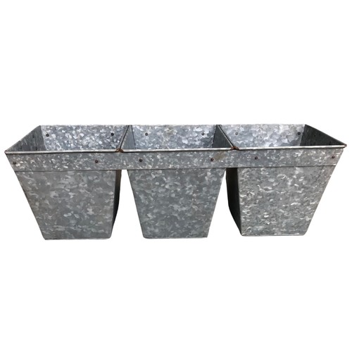 364 - Three Connected Galvanised Metal Garden Planters ref 80