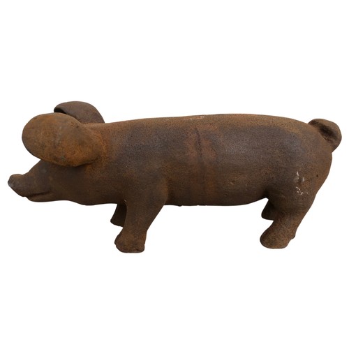 370 - Cast Metal Rustic Garden Ornament in the form of a Pig ref 39