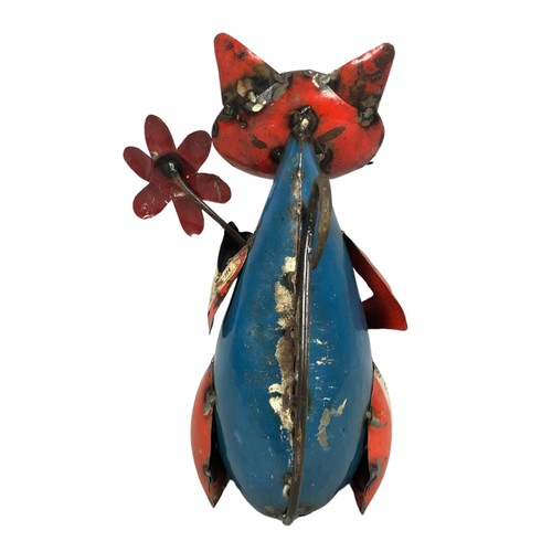 385 - Recycled metal tin plate model of a cat ref 58