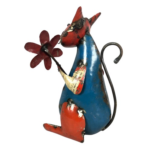 385 - Recycled metal tin plate model of a cat ref 58