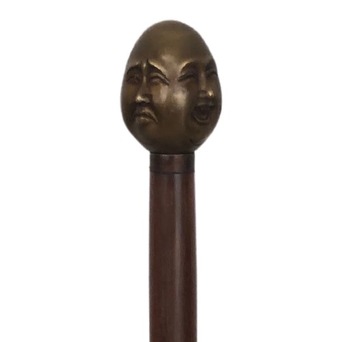 390 - Metal topped Budda walking stick ref  65