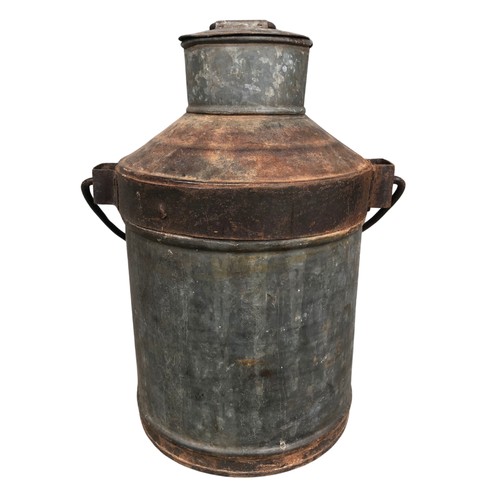 400 - Old galvanised metal milk churn with lid ref 79