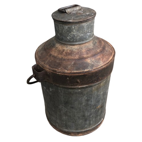 400 - Old galvanised metal milk churn with lid ref 79