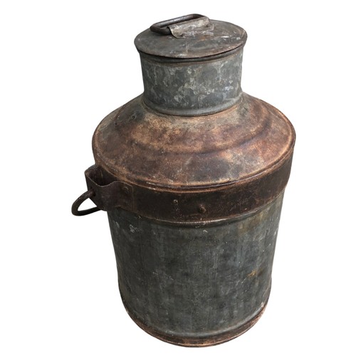 400 - Old galvanised metal milk churn with lid ref 79