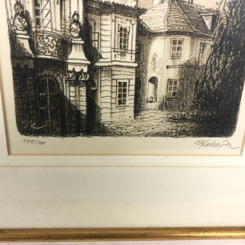 427 - Four Pictures- Print 'Sally Manor Bournville' By C.D Dear 1994, Limited Edition 109/200 Charcoal Dra... 