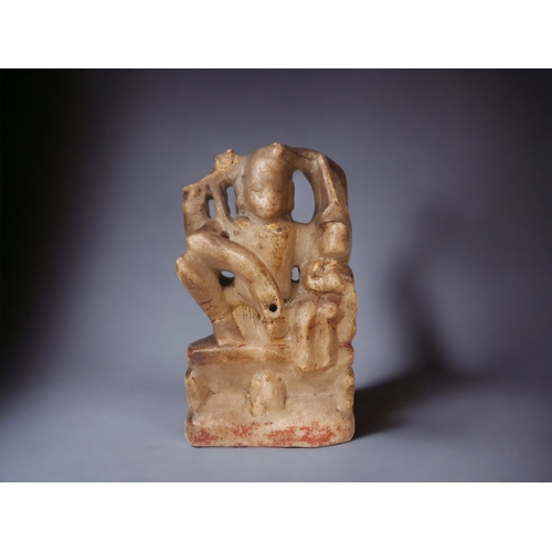 448 - A 19th Century Alabaster Rajasthani Carving of Hanuman. H-13cm