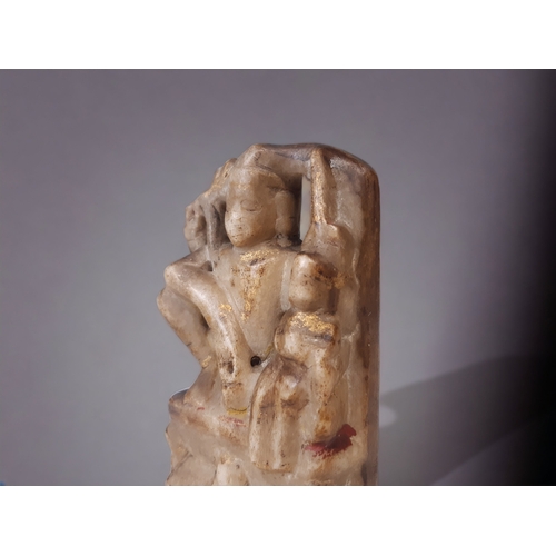 448 - A 19th Century Alabaster Rajasthani Carving of Hanuman. H-13cm