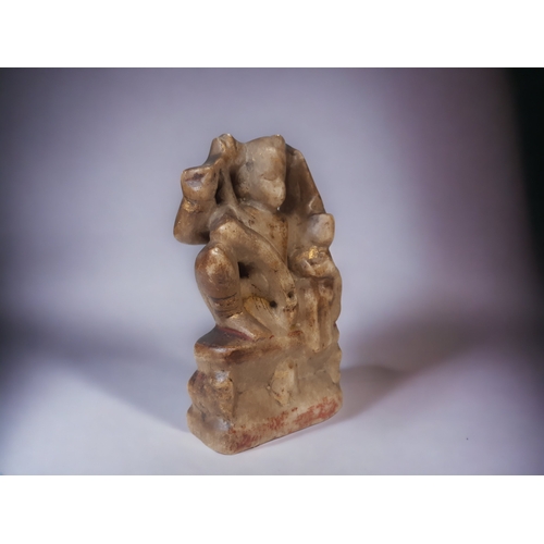 448 - A 19th Century Alabaster Rajasthani Carving of Hanuman. H-13cm