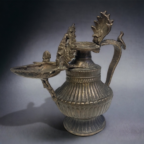 451 - 19th Century Indian Bronze/Brass Oil Burner H- 28cm