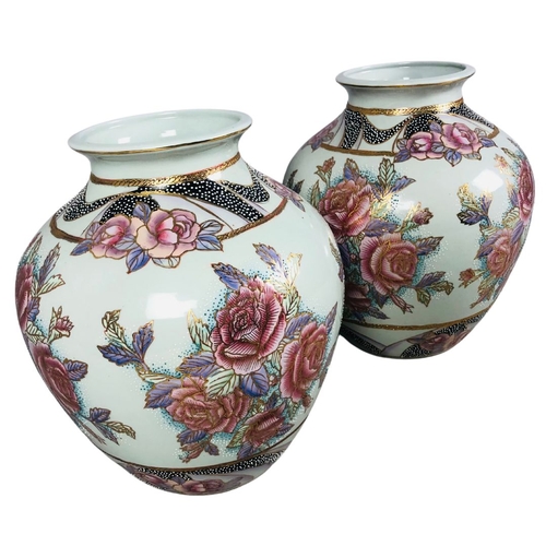 95 - Pair of Japanese Vases approx 29cms tall