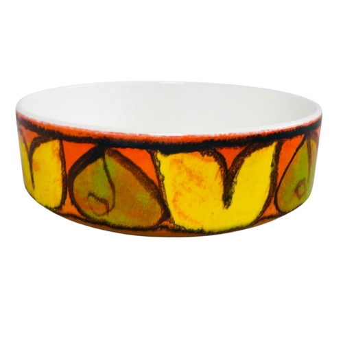 100 - Delphis Poole Pottery Dish Artist mark to base VP in burnt umber and yellow and green tones. Diamete... 