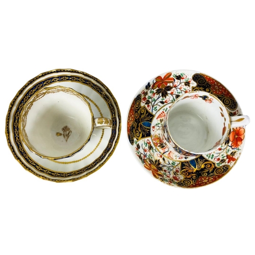 101 - Pair of Georgian 1790-1820 Crown Derby Tea Cups with Matching Saucers. One, in the Imari palette (cu... 