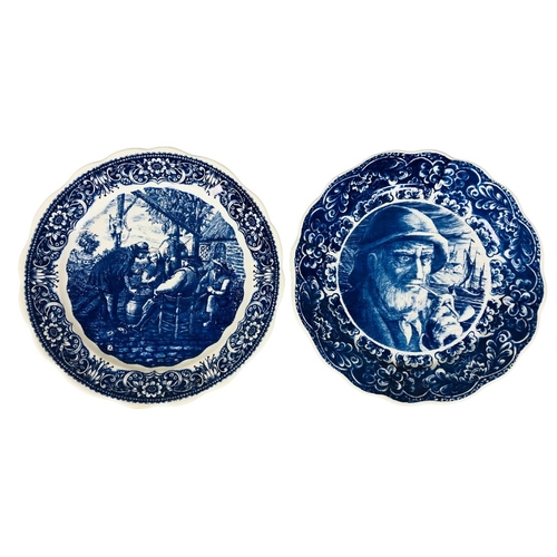 102 - Two Large Delft Boch Frères Blue and White Serving Plates