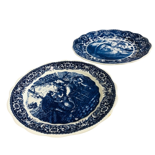 102 - Two Large Delft Boch Frères Blue and White Serving Plates