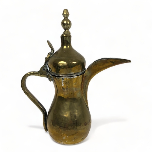 147 - Vintage Persian Brass Dallah Coffee Pot. Signed on the Side.