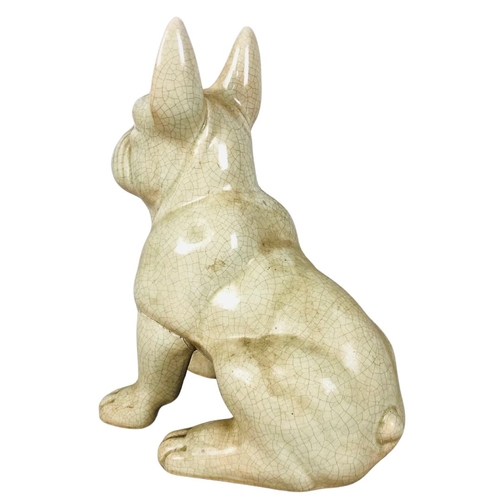 139 - French Bulldog.  Crackle Glaze. 28cm tall.