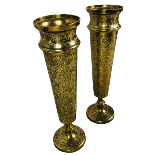 151 - Benares Style Indian Brass Vases