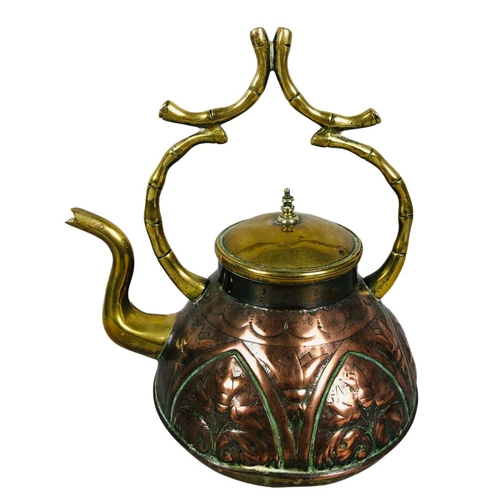 158 - Victorian (in the Dresser Manner) Copper & Brass Embossed Teapot