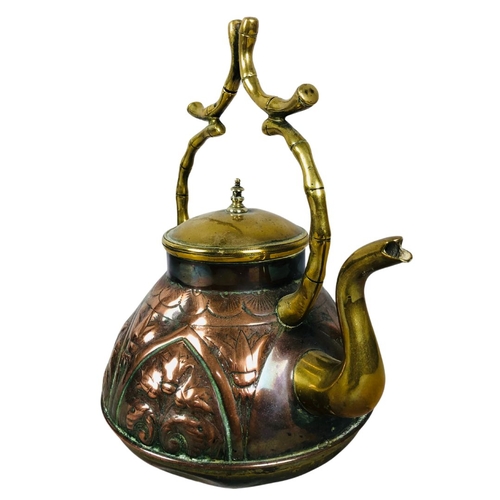 158 - Victorian (in the Dresser Manner) Copper & Brass Embossed Teapot