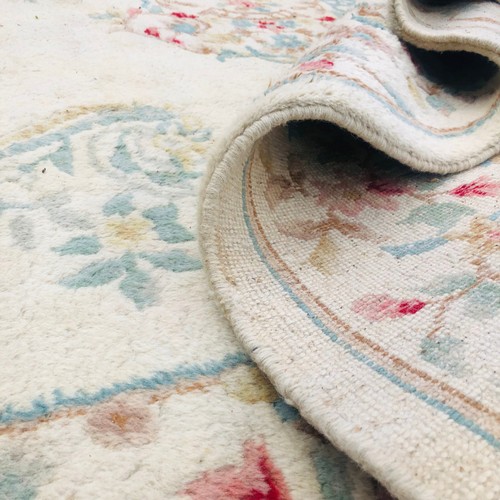 203 - Very Large Wool Country House Room Size Rug. Thick pile in the Chinese Manner. Cream and Pastel Tone... 