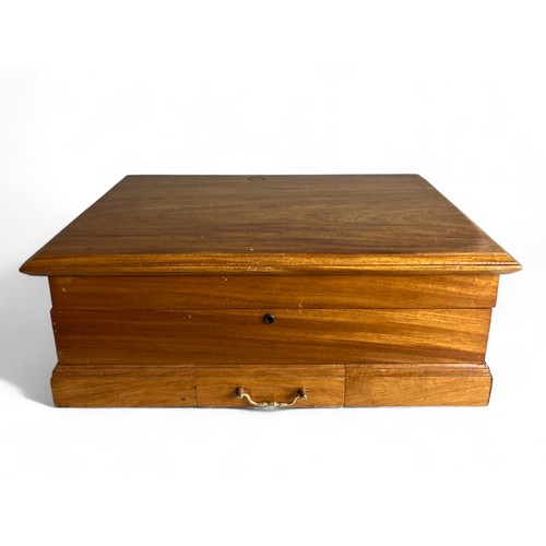 250 - 20th Century Blonde Mahogany Cigar Humidor. Having Brass fittings and working Lock and Key.40cm Wide... 