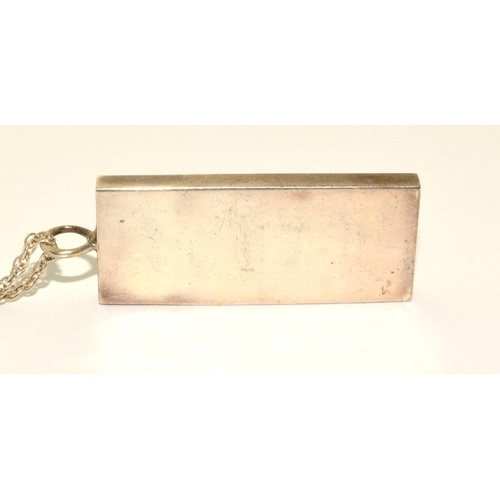 398 - 925 silver full English hall marked Ingot and neck chain