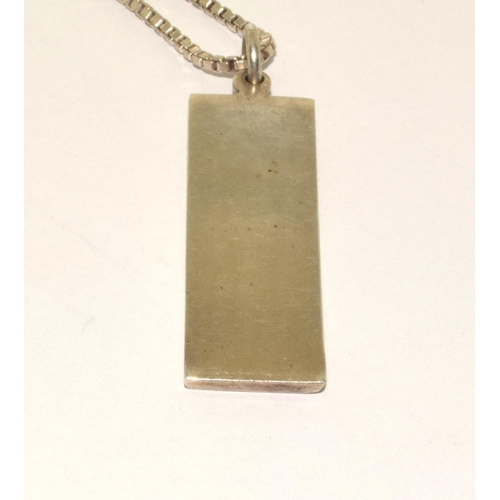 401 - 925 silver English hall marked Ingot on a silver box neck chain