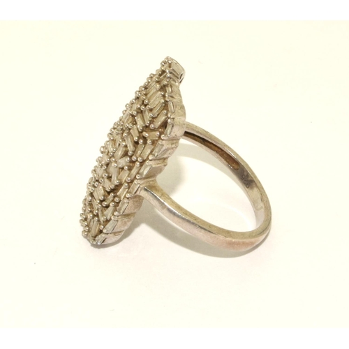 402 - 925 silver Mosaic oblong statement ring size N