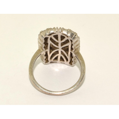 402 - 925 silver Mosaic oblong statement ring size N