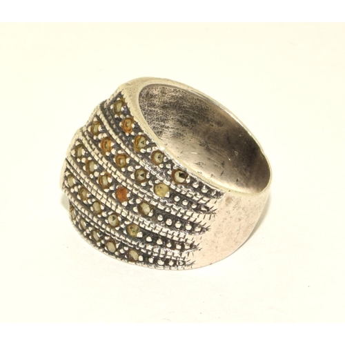 410 - 925 silver helmet shape Marcasite ring size M