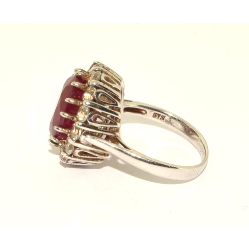 411 - 925 silver Rubellite halo design cocktail ring size M