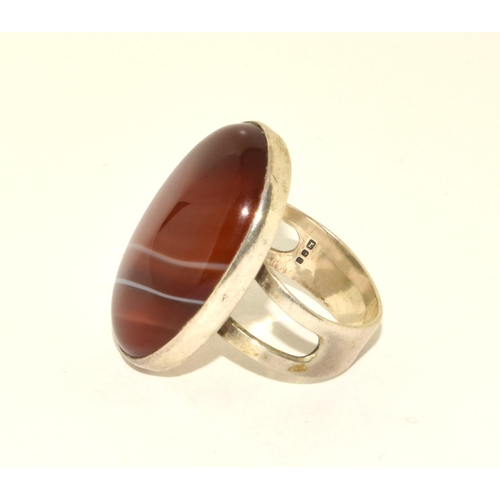 422 - 925 silver large oval Cornelian design ring size P