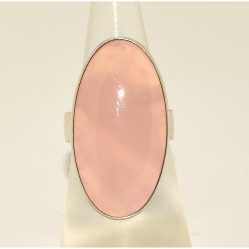 423 - 925 silver large pink quarts ring size M