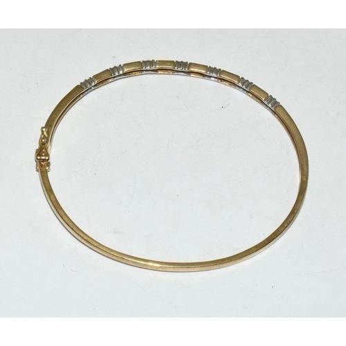 395 - 9ct gold Diamond set bangle 8.7g