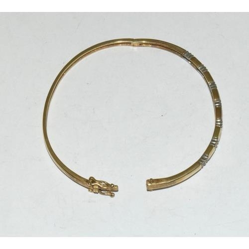 395 - 9ct gold Diamond set bangle 8.7g