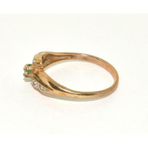 421 - Emerald/Diamond 9ct gold ring Size L.