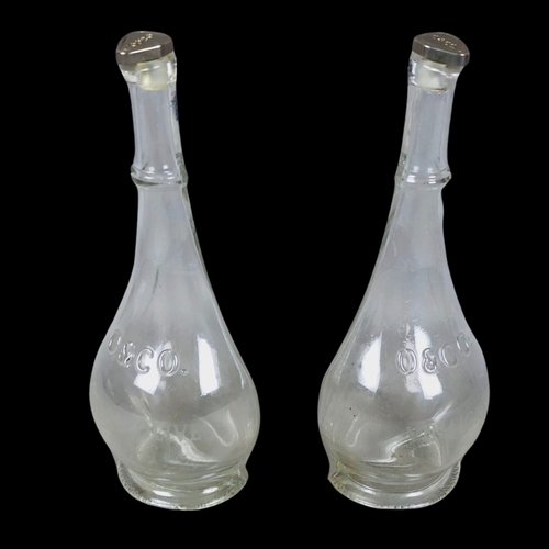 64 - Pair of Glass Bottles Etched for vinegar and oil.