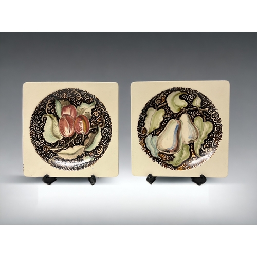 397 - EDMOND BELLEFROID (1893-1971) FOR DE SPHINX, MAASTRICHT PAIR OF DISHES. Circa 1938. Hand painted bun... 